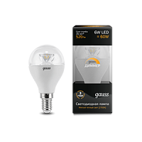 Gauss Лампа LED Globe E14 6W 2700K DIMM